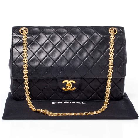 Chanel Mademoiselle Enamel Chain Shoulder Bag Black A